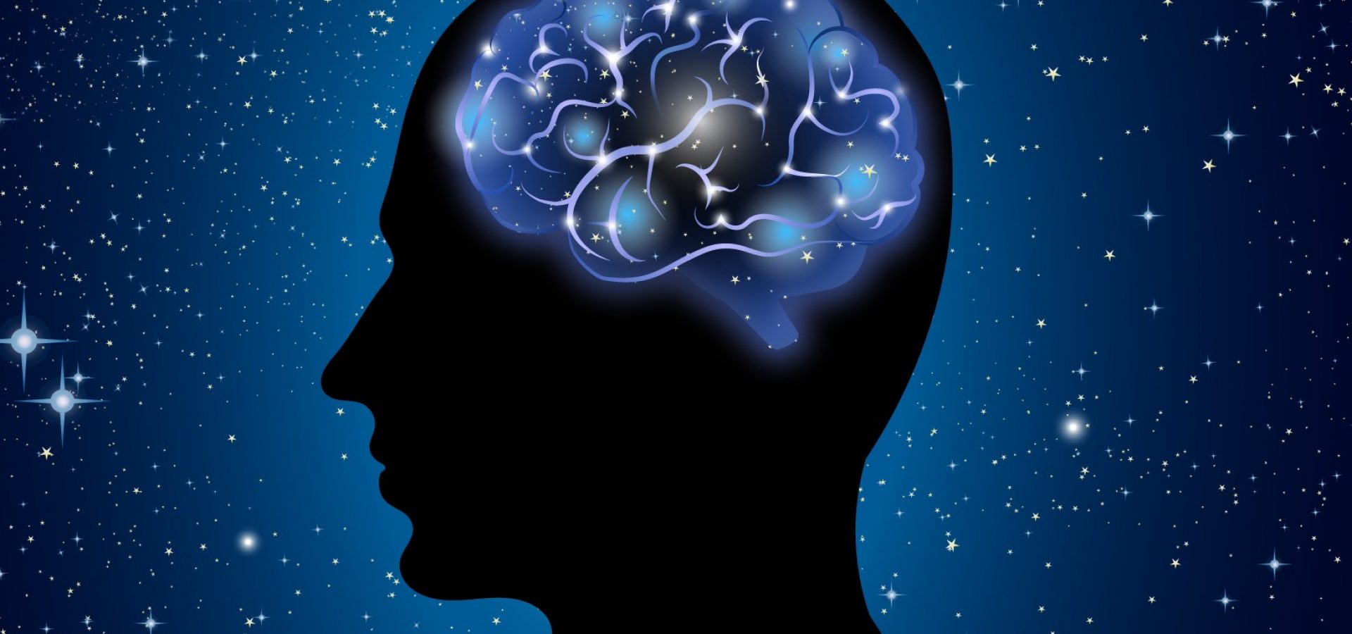Illustration of a brain inside someones head