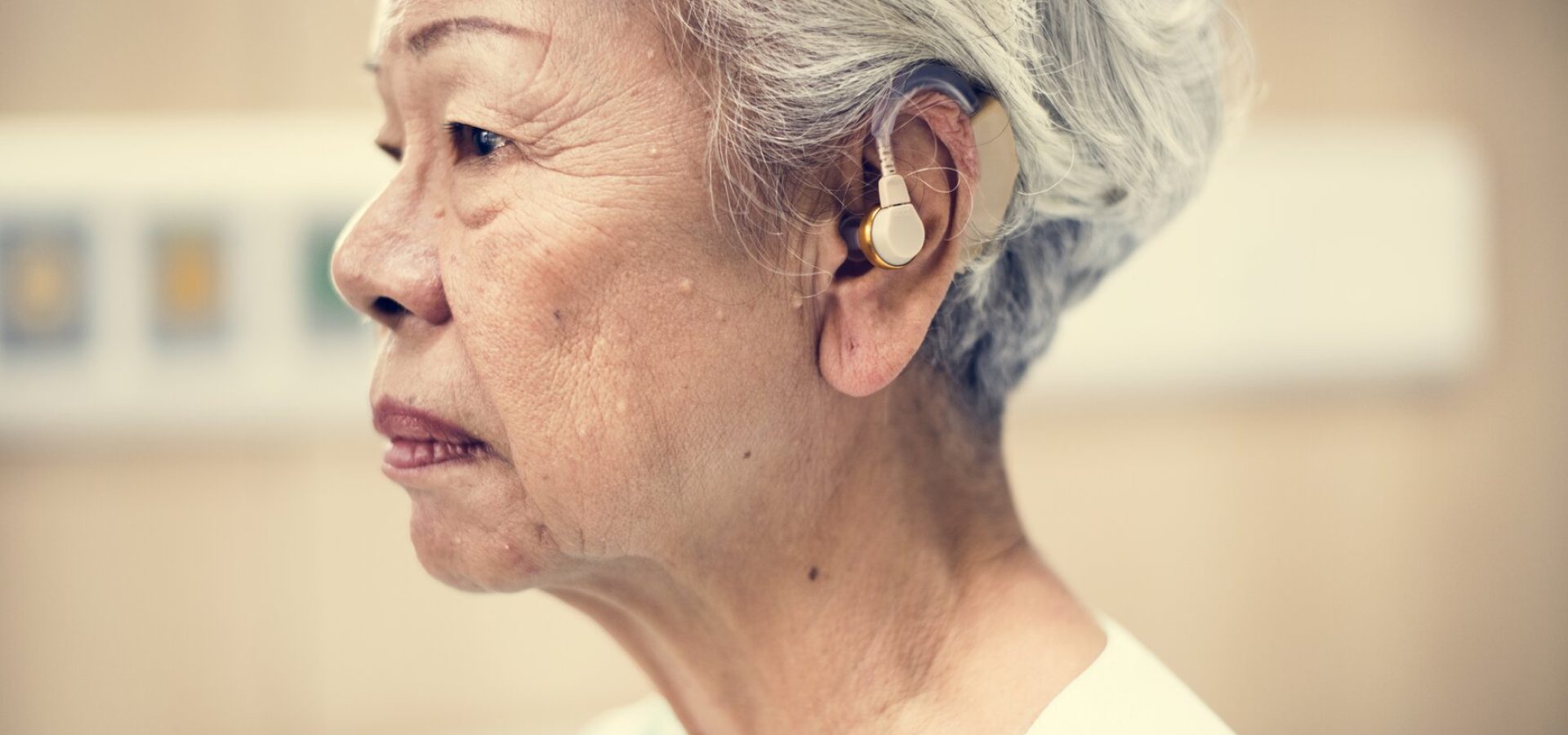 woman wearing hearing aid